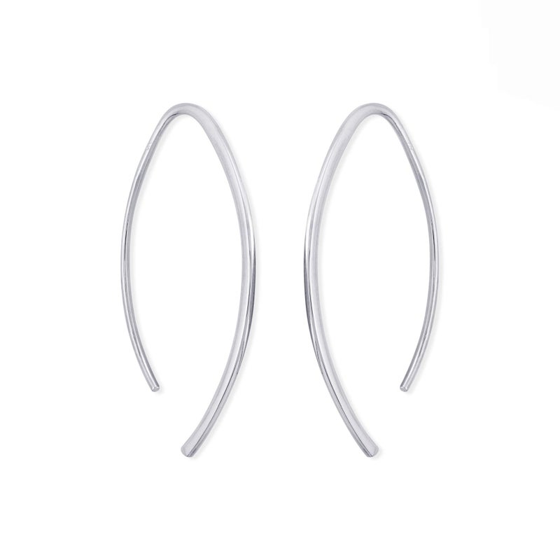 Boma Jewelry Sterling Silver Elliptical Threader Pull Through Hoop Earrings (Silver) - Image 1